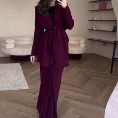 buisnesscore outfit frauen 2024 Herbst Neue Feste Farbe Schnürung Taille-Engen Anzug Rock Temperament Pendler Anzug
