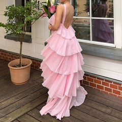 dress to impress codes Summer 2025 New Elegant Beach Dress Sling Halter Laminated Dress