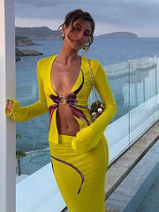 Printed Midi Skirt Set O-Ring Top