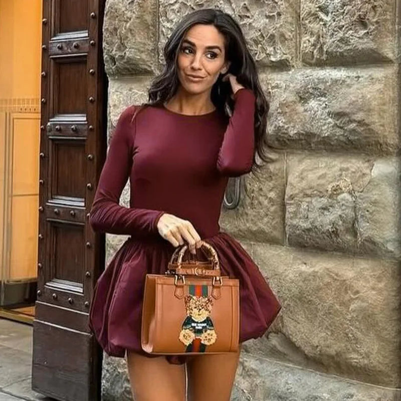 Damenrock Zweiteiler Enges Rückenfreies Twist Crop Top Hohe Taille Knospenrock Eleganter Anzug Solide Dame Herbstmode Neu