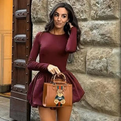 Damenrock Zweiteiler Enges Rückenfreies Twist Crop Top Hohe Taille Knospenrock Eleganter Anzug Solide Dame Herbstmode Neu