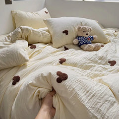 High Quality Beauty Bedding Set Cute Towel Embroidered  Girl Heart Bed Sheet Student Dormitory Bed
