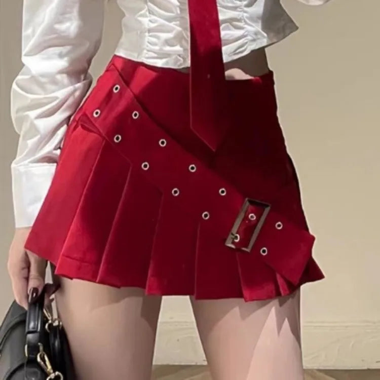 Fashion All-match Slim Fit Long Sleeve White Shirts Women+ Y2k High Waist Ruched Skirts Early Autumn New Two Piece Sets