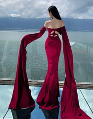 Elegant Bodycon Designer Evening Party Dresses Sexy Hollow Out Backless Wedding Robe Women Summer Solid Formal Occasion Dress