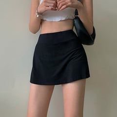 Zurück zum College Tennisrock Damen Hohe Taille Mädchen Enge Tasche Hüfte Kurzer Rock Sommer Sport Culottes Split A-Linie Minirock Y2K 
