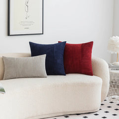 2PCS 30X50cm 45x45cm 50x50cm Pillowcase Corduroy Throw Cushion Covers Striped Patchwork Christmas Red Cuscini Divano