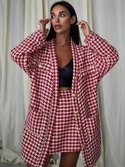 Schlanke Rock-Sets mit hoher Taille für Frauen, 2-teilige Outfits, lose Strickjacke, Conjuntos De Falda Street, lässige Mini-Kleidanzüge für Frauen