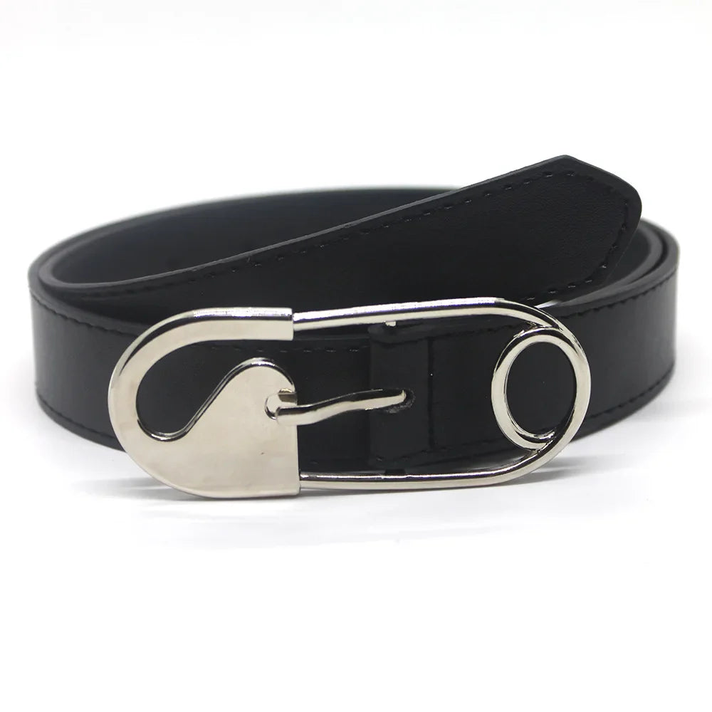 New Fashion Women's Luxury Belt PU Leather Silver Paper Clip Metal Belt Jeans Dress y2k logo diesel belt Accessories