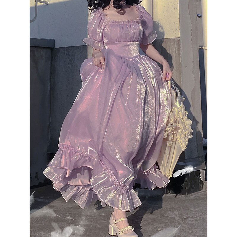 2025 Autumn Vintage Evening Party Dress Elegant Casual Lolita Princess Dress Women Sexy Backless Korea Sweet Fairy Dress Female