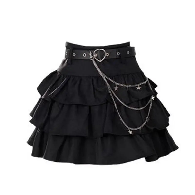 Sommer Damen Schnürrock Dark Academia E-Girl Japanisch Y2k Unregelmäßiger Midi Plissee Jeansrock Gyaru Coquette Harajuku 2000er Jeans Neu
