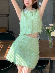 2024 summer two piece sets womens outifits Sexy Vest Crop Top + Bodycon Mini Skirt Suits Korean Fashion ensemble femme 2 pieces