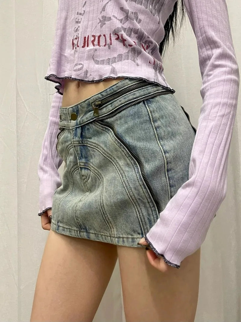 Amerikanischen Retro Sommer Denim Rock Frauen Kleidung Koreanischen Stil Mode Straße Mini Rock Einfache Sexy Hot Girl Abnehmen Hüfte Rock