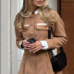 Tweed Shorts Skirt Two Piece Set Women Elegant Long Sleeve Single Breasted Jacket Woman Shorts 2 Suits Lady Outfits 2024