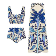 Printed Fashion Swimsuit and Beach Skirt Bikinis Sexy Erotic Suit Fashion Pieces for Slim Fit Luxury Summer Beach  Elegance
