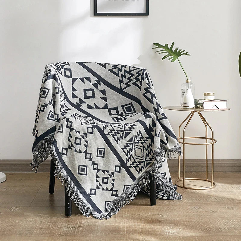 Picnic Cloth Camping RV Blankets Outdoor Rugs Sofa Bed Throw Blanket Air Condition Knitted Rugs Beach Towel Mats 2 side Print