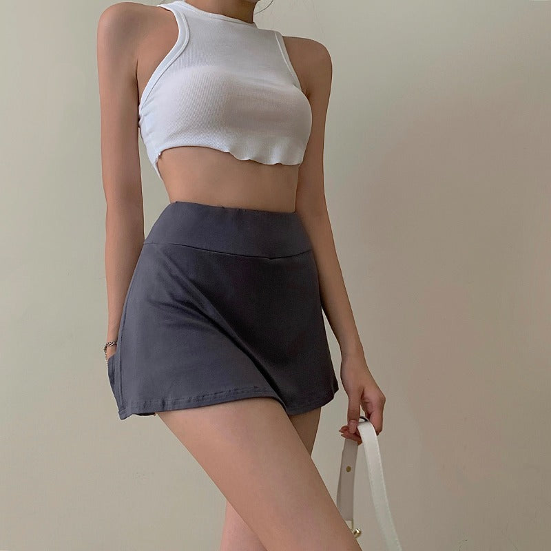 Zurück zum College Tennisrock Damen Hohe Taille Mädchen Enge Tasche Hüfte Kurzer Rock Sommer Sport Culottes Split A-Linie Minirock Y2K 