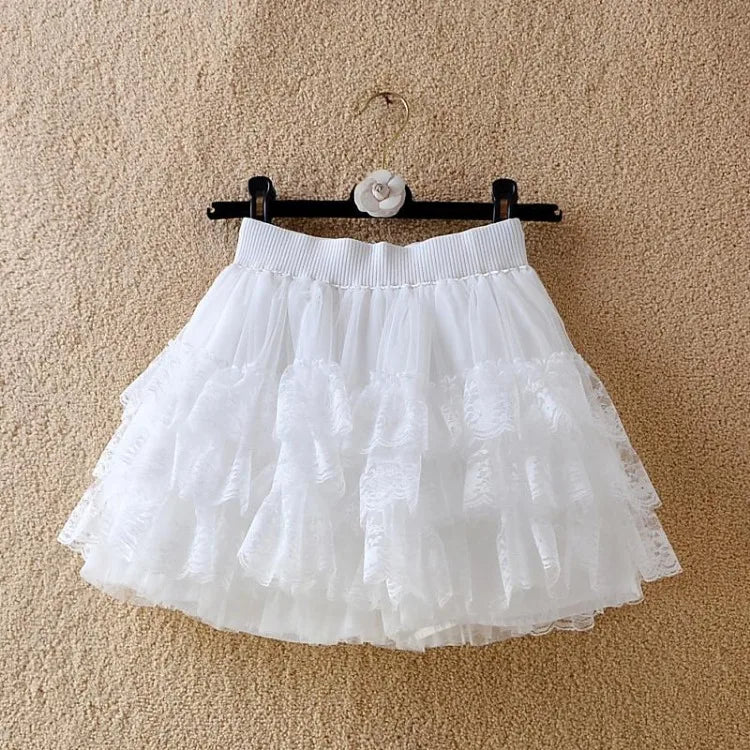 Elastischer Gothic-Tutu-Rock mit gerüschter Spitze für Damen, schwarzer Petticoat mit Mesh-Details, sexy Mini-Tüllröcke, Party-Club-Kleidung, Tänzerin