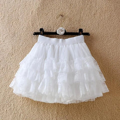 Elastischer Gothic-Tutu-Rock mit gerüschter Spitze für Damen, schwarzer Petticoat mit Mesh-Details, sexy Mini-Tüllröcke, Party-Club-Kleidung, Tänzerin