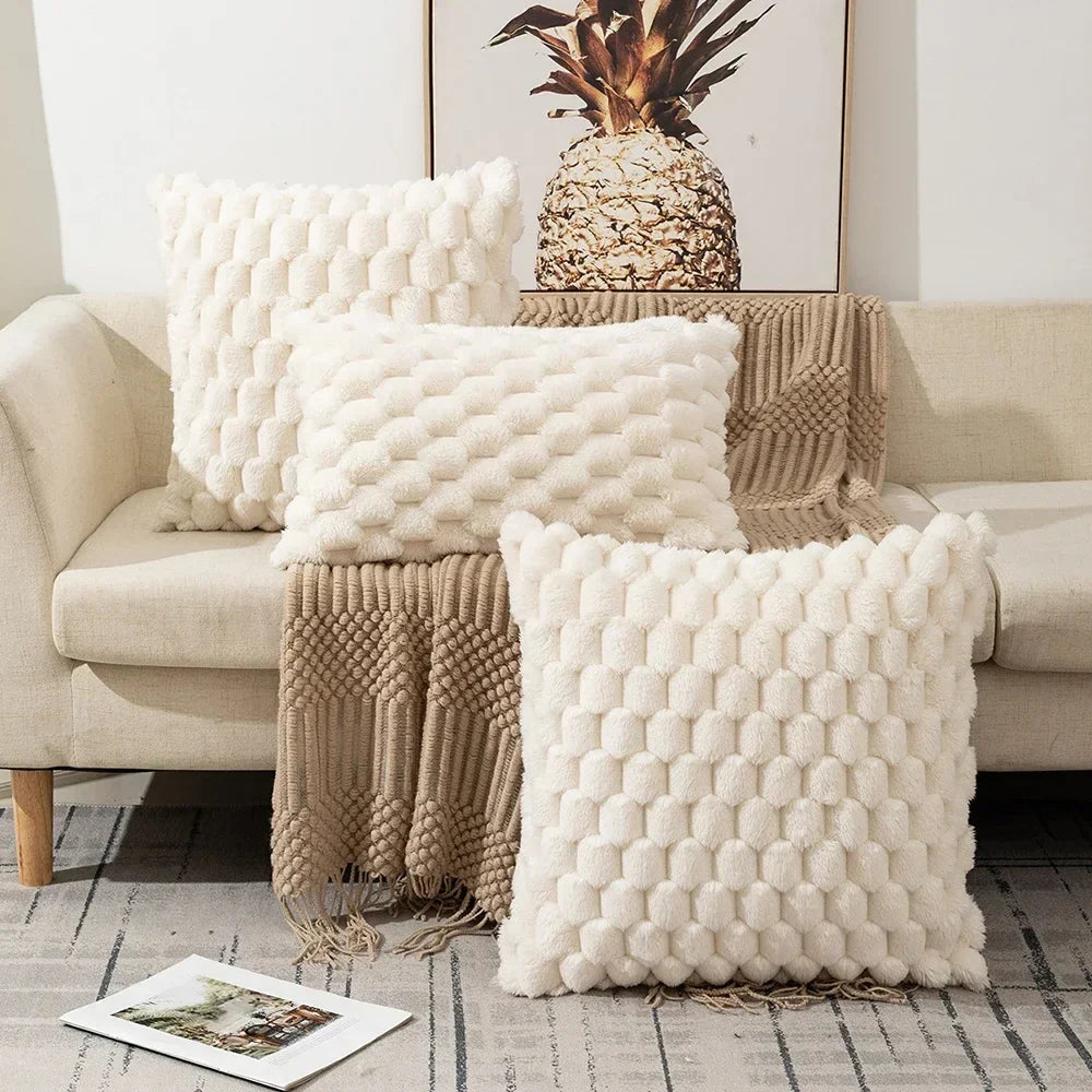 Red Pineapple Grid Turtle Pattern 3D Soft Plush Throw Pillowcase,Cushion Cover for Living Room Sofa Bedroom Home Room Decor 45CM