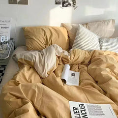 Ins Style Comfortable Bedding Set And Adult Sheets, Solid Color Skin Friendly Down Duvet Cover Set No Filling