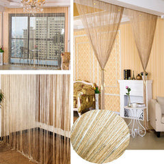 100x200CM Living Room String Curtain Shiny Tassel Silver Line  Solid Color Window Home Door Divider Curtain
