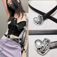 Luxus-Design Punk-Stil Personalisiertes Retro-Design Geprägter Herz-Liebesgürtel Y2k Leder Damengürtel Kleid Jeans Accessoires