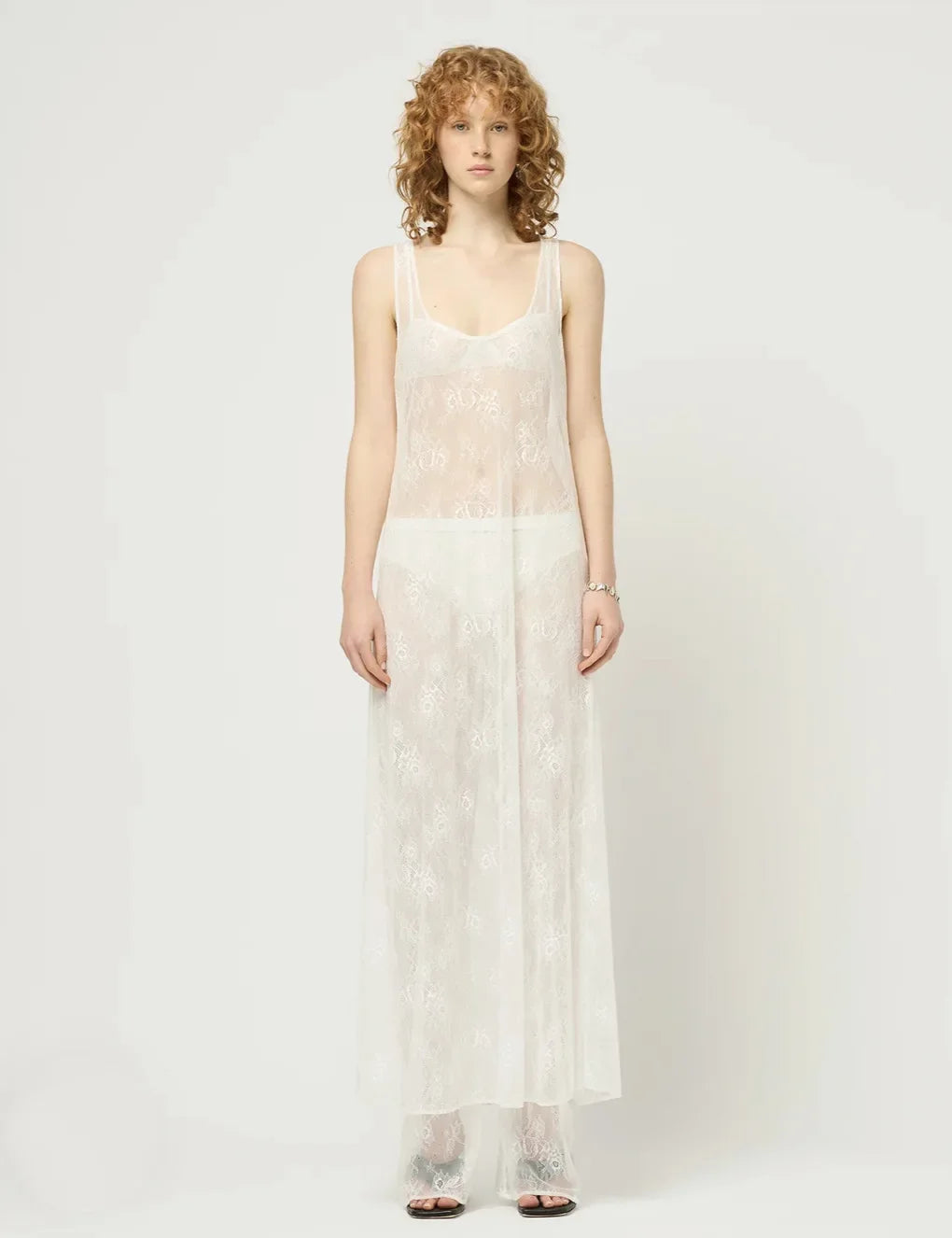 2025 Sring New Hollow Lace Cover Up Dress For Women Holiday Sexy See Through Beach Long Dress Fashion Loose Sleeveless