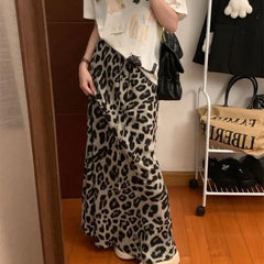 Vintage Schwarz Leopard Print Slim Fit Rock für Frauen Y2k Hohe Taille Fischschwanz Röcke 2024 Sommer Neue Mid-länge Faldas Mujer