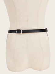 gothic Female Pu Leather Hip Hop Rock Nightclub Sexy Jeans Dress Heart Punk Belt with Metal Women Skirt Belt  Waist Chain