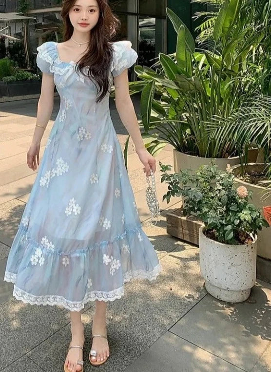 Angel Flight Through Heavenly Clouds and Jamine Flowers                  Dress Mermaidcore Kawaii Academia Y2K Cottagecore Coquette Fairycore Dollette Princesscore