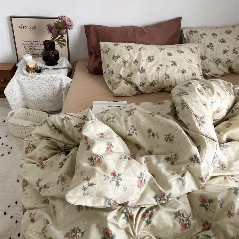 Red Cherry Plaid Duvet Cover Set with Sheet Pillowcase Soft Cover NoFilling Warm Bed Linen Twin Full Queen Size Home Bedding Set