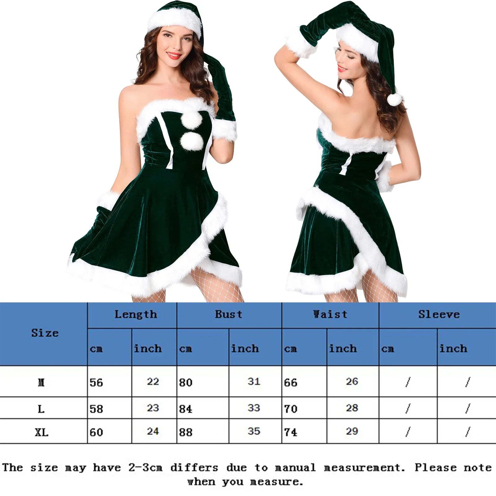 Deluxe Klassisches Weihnachtsfrau-Weihnachtskostüm Weihnachtsfeier Weihnachtsmann Cosplay Frauen Rotes Kleid Frauen Retro Warmes Weihnachtsmannkleid