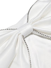 White Bow Tie Hot Strapless Mini Dress For Women Elegant Backless Zipper Party Sexy Dress Off-Shoulder Women Vestidos