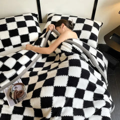 Plush Warm Winter Blanket A Grade Plaid Coral Fleece Soft Thick Bed Blankets for Sofa Single Double Couple Furry Bedspread