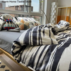 Euro Nordic Blue Solid Home Bedding Set Simple Soft Duvet Cover Set With Sheet Comforter Covers Pillowcases Bed Linen