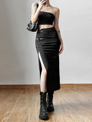 Cute Party Long Skirts Printed Boho Grunge Fairycore Retro Skirts Kawaii Holiday Brown Pleated Skirts Women Elegant