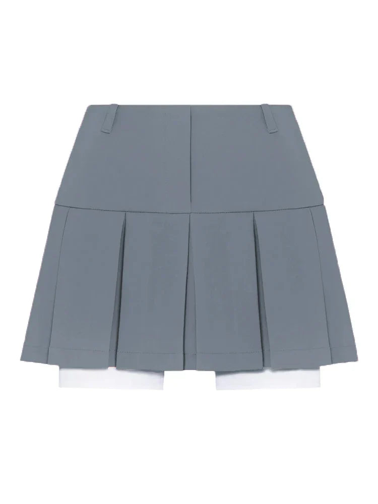 2023 Casual Blazer And Skirt Sets For Women Two Piece Set Outfits Gray Ladies Cropped Coat Blazer Femme 2-Piece Sets New