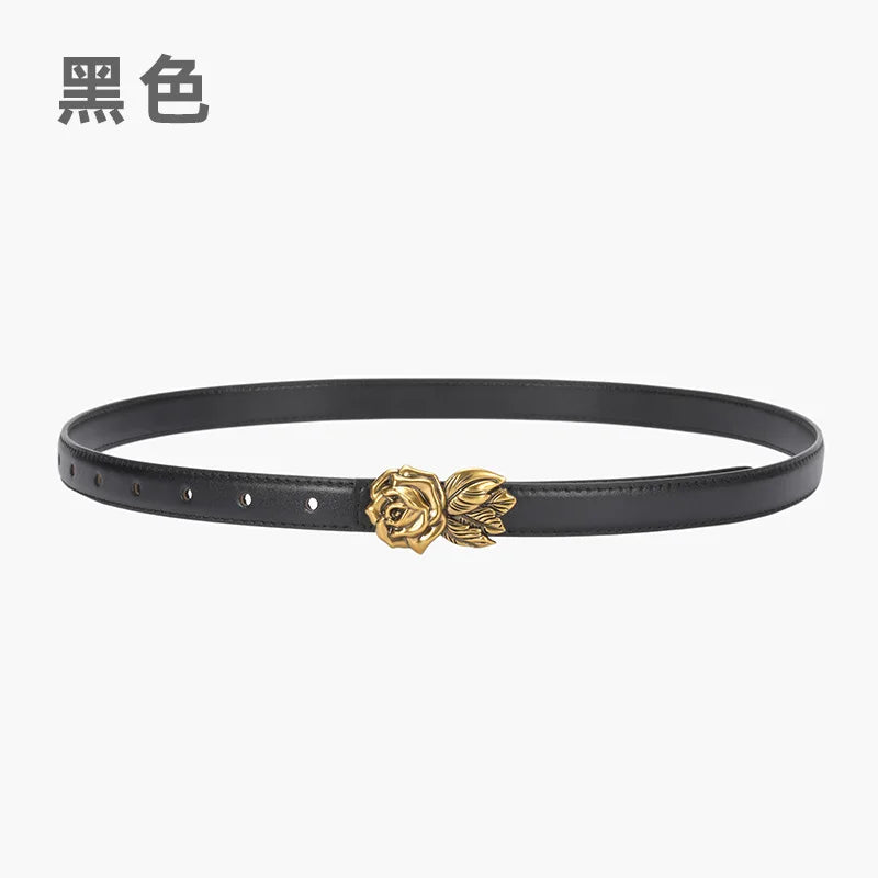 Fashion Echtes Leder Gürtel Frauen Ins Gold Rose Schnalle Weibliche Jeans Kleid Bund für Dame Luxus Designer Zubehör