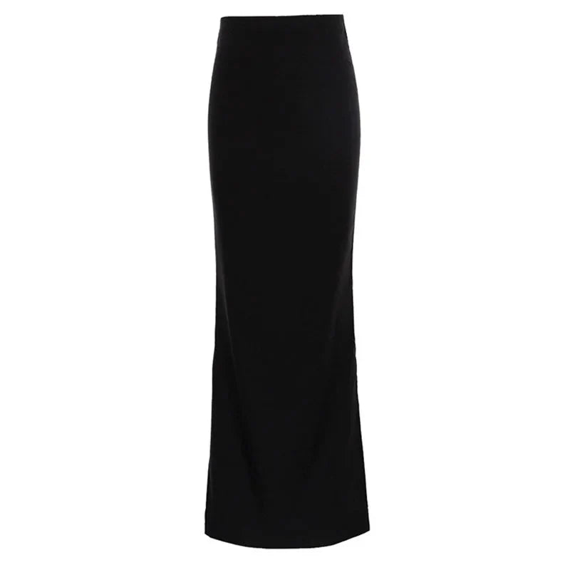 Fashion For Women Black Long Skirts High Waist Slim Seamless Elegant Ladies Gown Casual Summer 2024 New Female Maxi Skirts