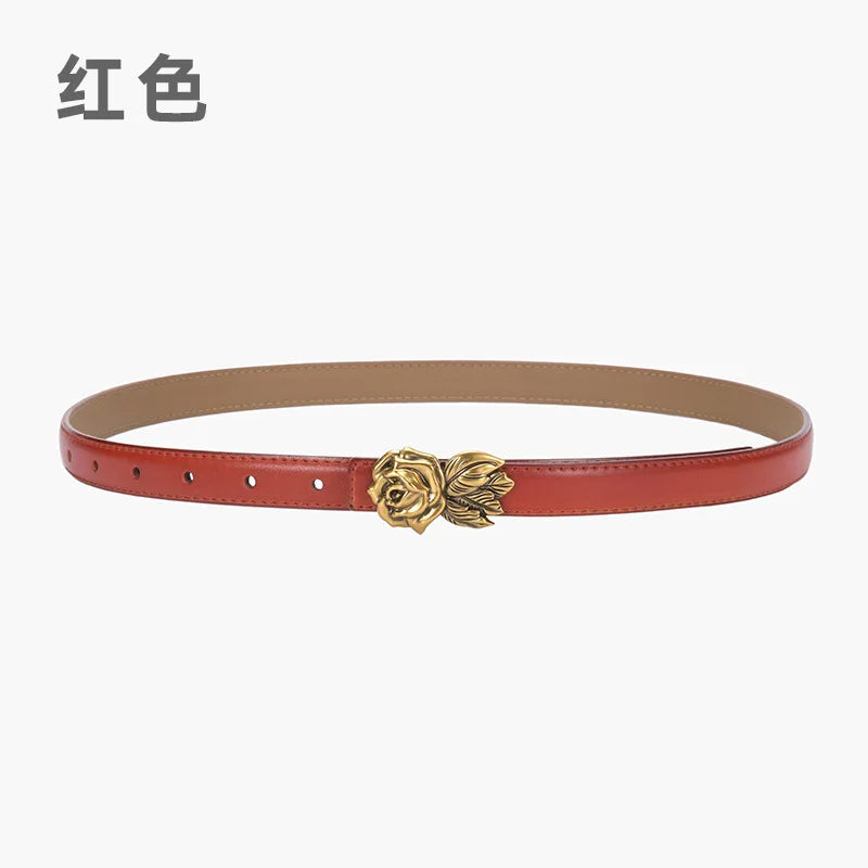 Fashion Echtes Leder Gürtel Frauen Ins Gold Rose Schnalle Weibliche Jeans Kleid Bund für Dame Luxus Designer Zubehör