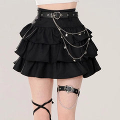 Sommer Damen Schnürrock Dark Academia E-Girl Japanisch Y2k Unregelmäßiger Midi Plissee Jeansrock Gyaru Coquette Harajuku 2000er Jeans Neu