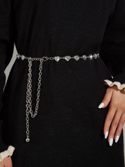 2025 Fashion Women Diamond Heart Chain Waist Belt Skirt Dress with Waistband Chain Decoration Thin Waistband Accessories
