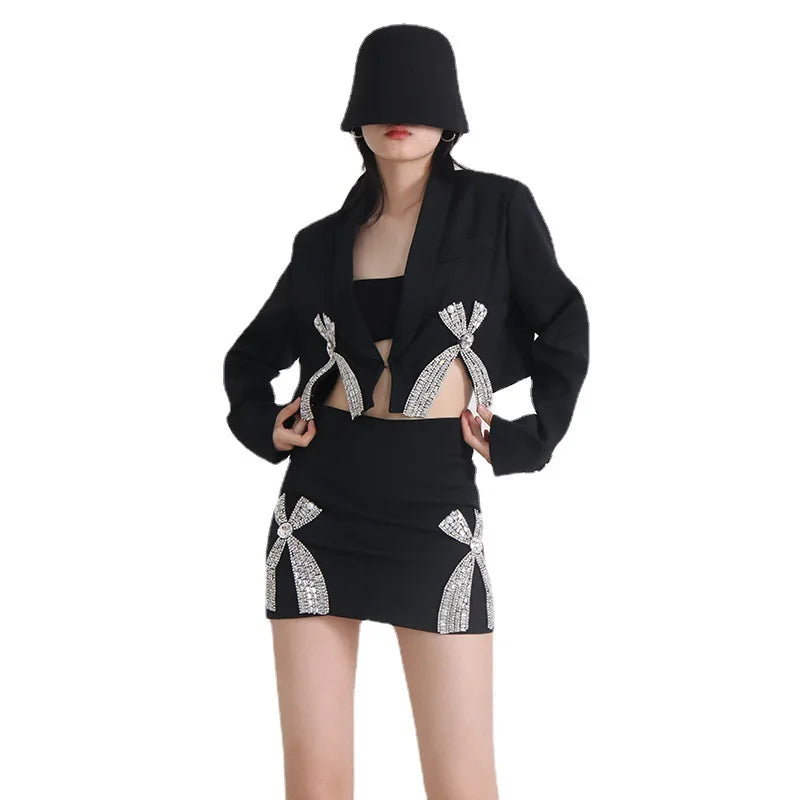 Mode Kreuz Strass Patchwork Rock frauen Einfarbig Hohe Taille Wrap Hüfte Röcke Weibliche 2024 Sommer Neue Top Marke