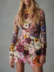 3D Flower Sexy Wrap Hip Dress For Women Slim Long Sleeve Streetwear Vestidos De Mujer 2023 Retro Trend Mini Dresses Woman
