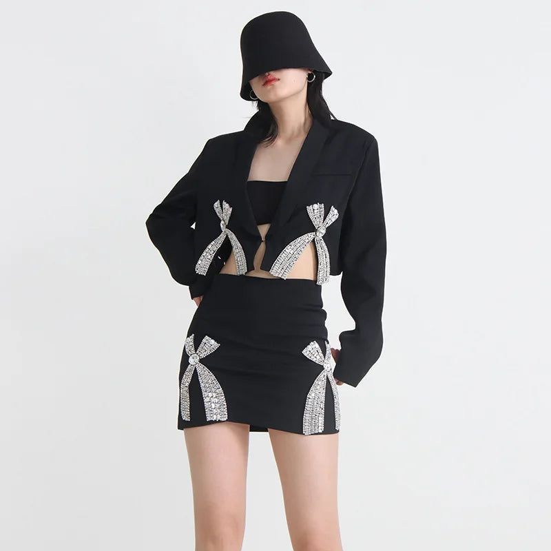 Mode Kreuz Strass Patchwork Rock frauen Einfarbig Hohe Taille Wrap Hüfte Röcke Weibliche 2024 Sommer Neue Top Marke
