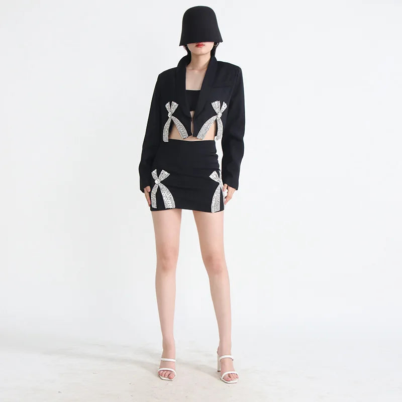 Mode Kreuz Strass Patchwork Rock frauen Einfarbig Hohe Taille Wrap Hüfte Röcke Weibliche 2024 Sommer Neue Top Marke