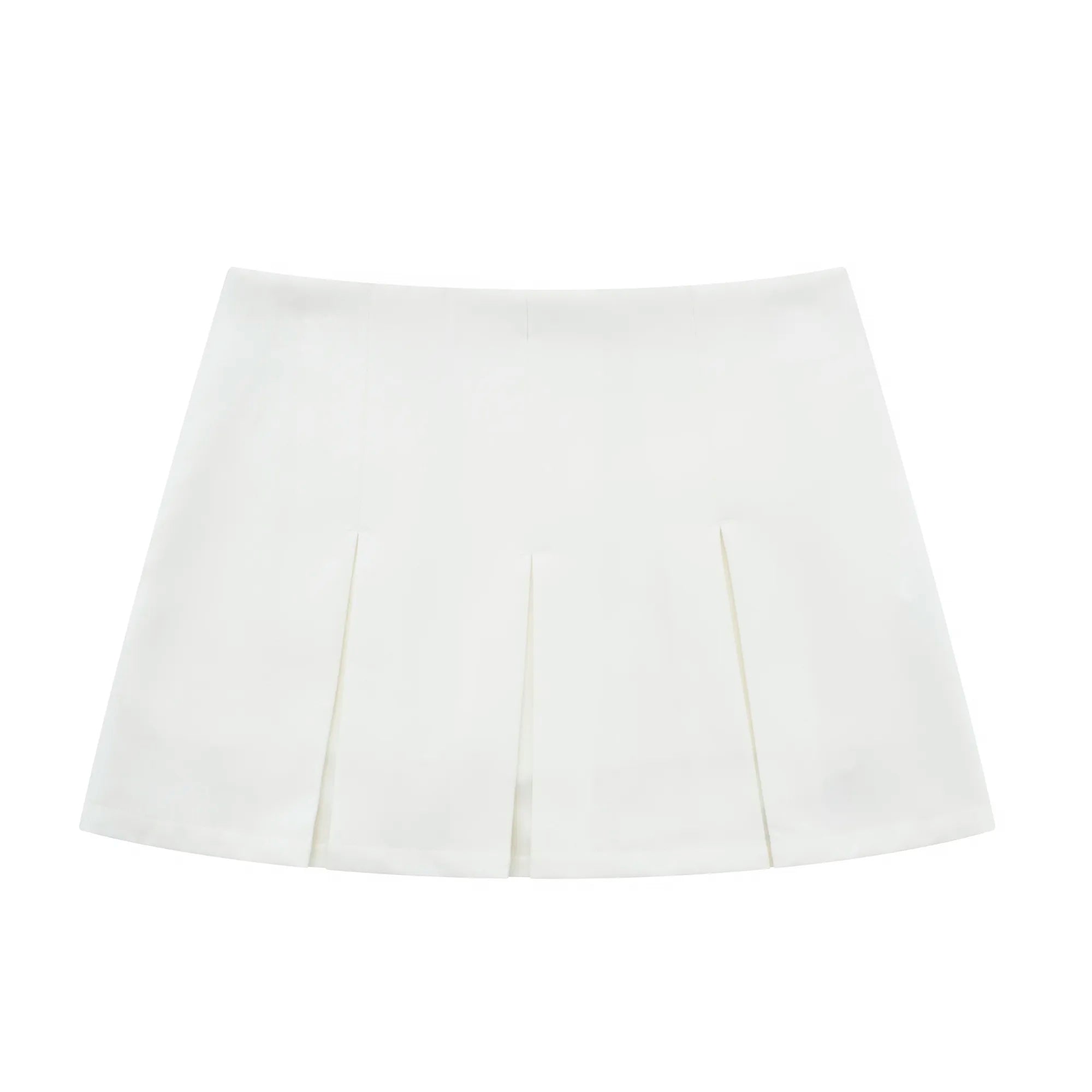Grey Wide Pleated Mini Shorts Skirts High Street Stripe American Retro Solid Vintage Blogger Sexy  Woman