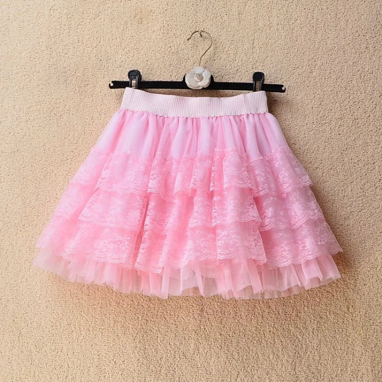 Elastischer Gothic-Tutu-Rock mit gerüschter Spitze für Damen, schwarzer Petticoat mit Mesh-Details, sexy Mini-Tüllröcke, Party-Club-Kleidung, Tänzerin