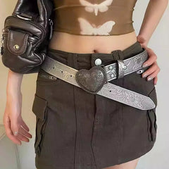 Luxus-Designer-Gothic-Mode Vintage Pfirsich-Herz-Kreuz-Gürtel für Frauen Y2k-Gürtel Diesel-Gürtel für Lady-Jeans-Kleid-Accessoires