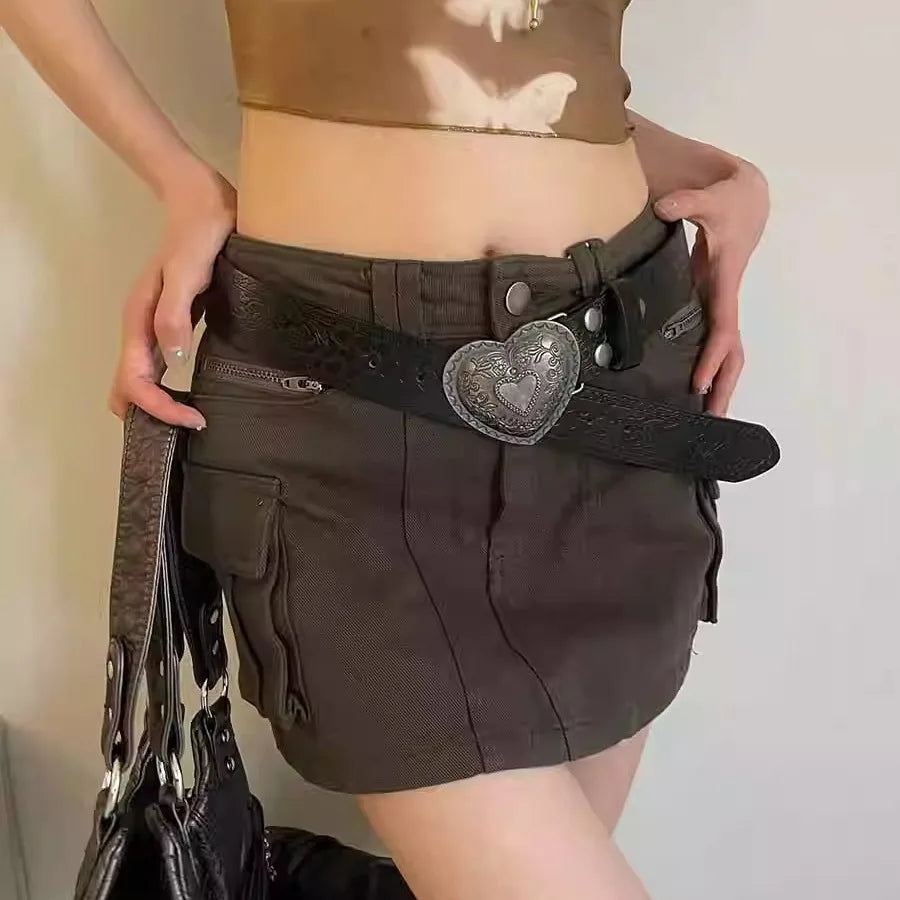 Luxus-Designer-Gothic-Mode Vintage Pfirsich-Herz-Kreuz-Gürtel für Frauen Y2k-Gürtel Diesel-Gürtel für Lady-Jeans-Kleid-Accessoires